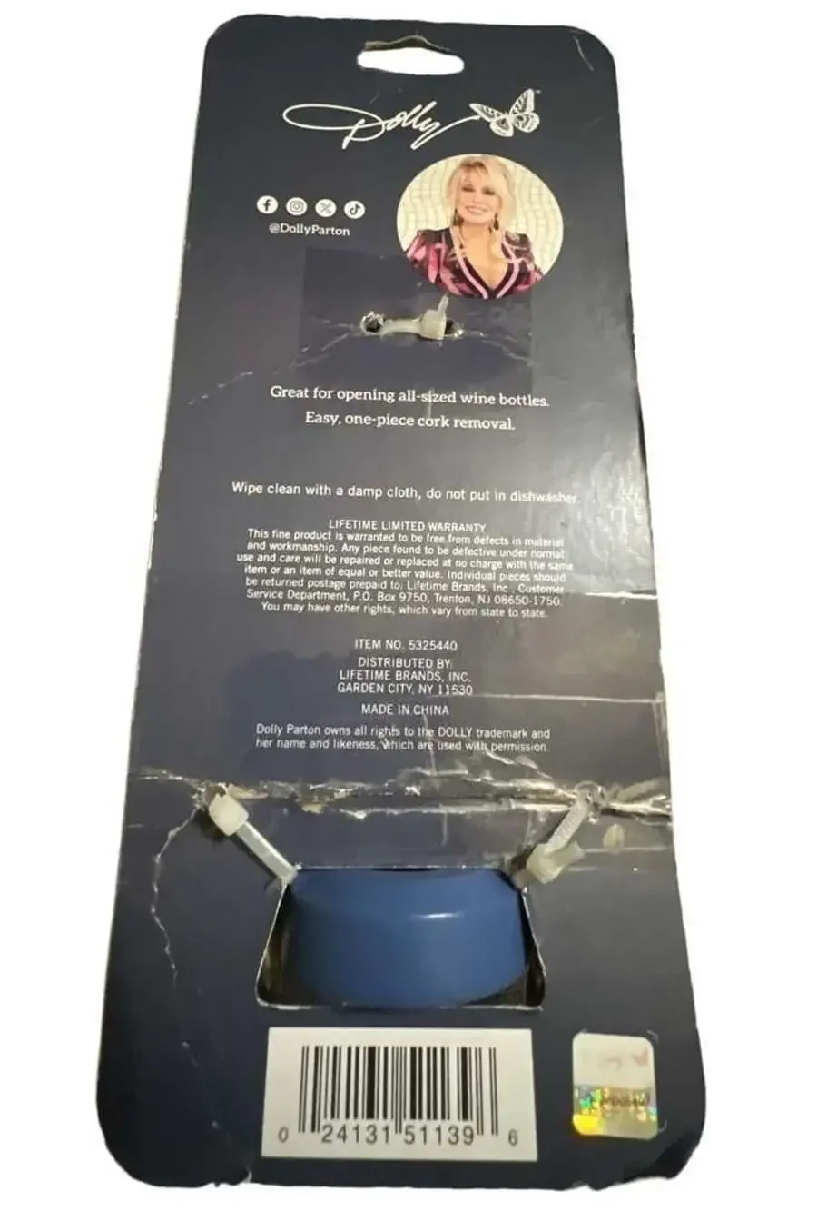 Dolly Parton Wing Corkscrew, Blue and Gold